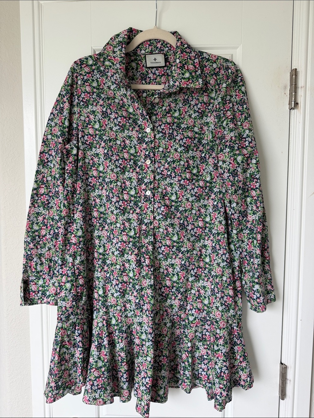 Tuckernuck Floral Button-Front Green Pink Dress